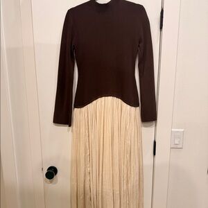 Moon river two tone color block maxi dress brown large
